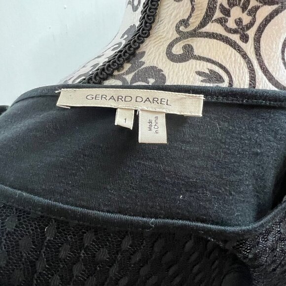 Gerard Darel black long sleeve with Swiss dot mesh paneling.  Size 1 (Small) - Picture 7 of 8